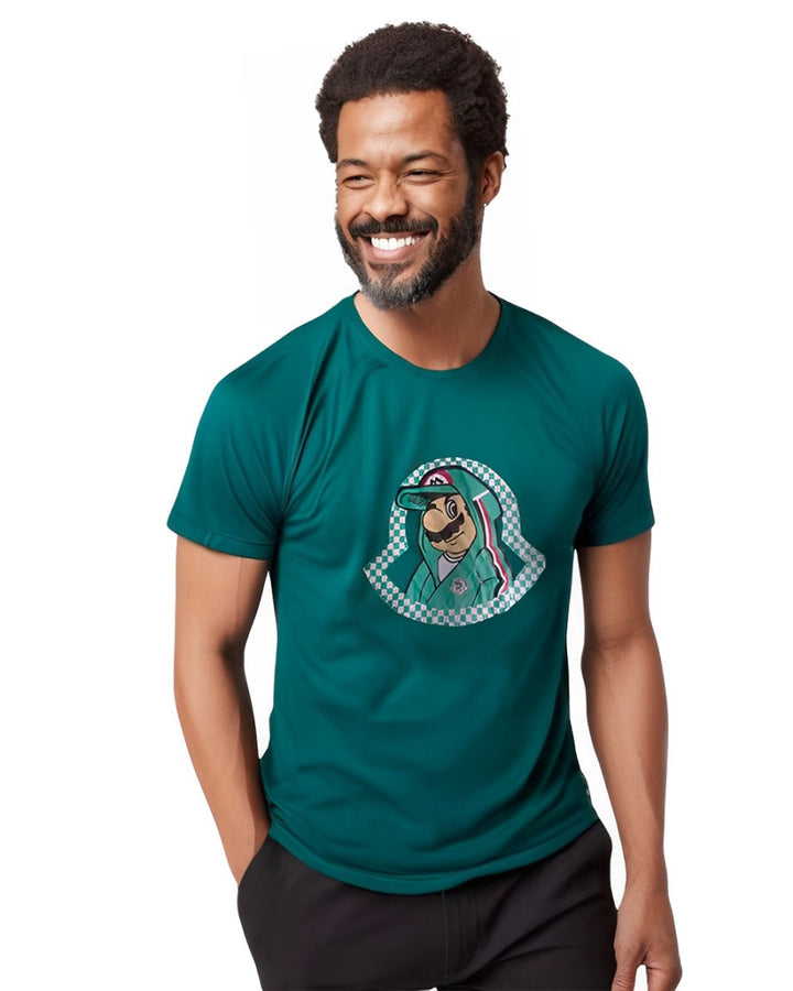 Retro Racer Mario Tee | Emerald Green Graphic T-Shirt